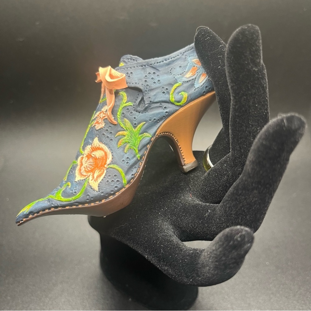 Raine Just The Right Shoe miniature lot gold mule floral shoe collectible decor - Picture 4 of 11